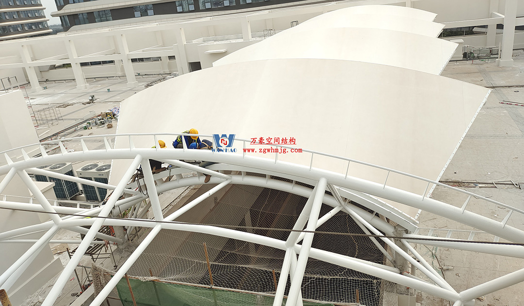 工程進(jìn)度全速推進(jìn)，PTFE膜材張拉在即！