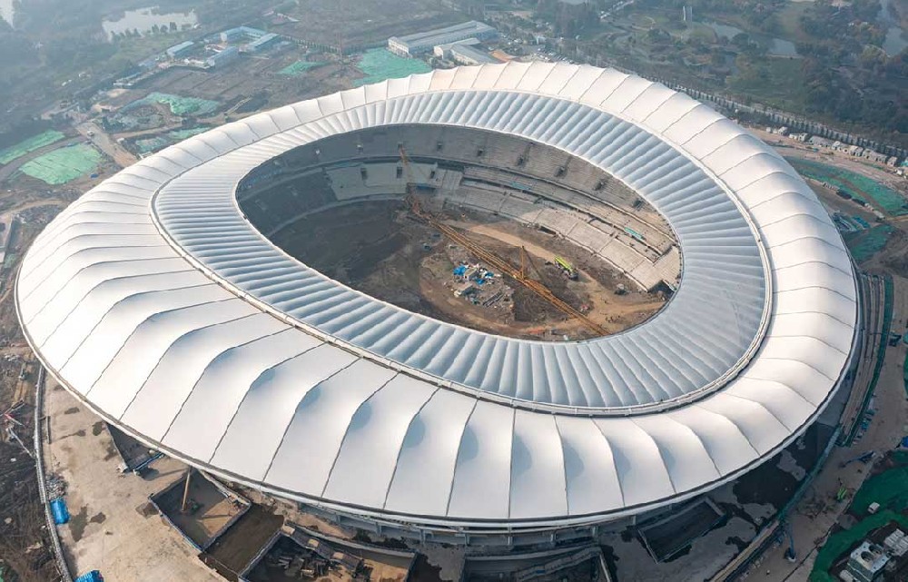 【無錫奧體中心】“羽翼”全舒展，水色天光下的白鷺“振翅高飛”